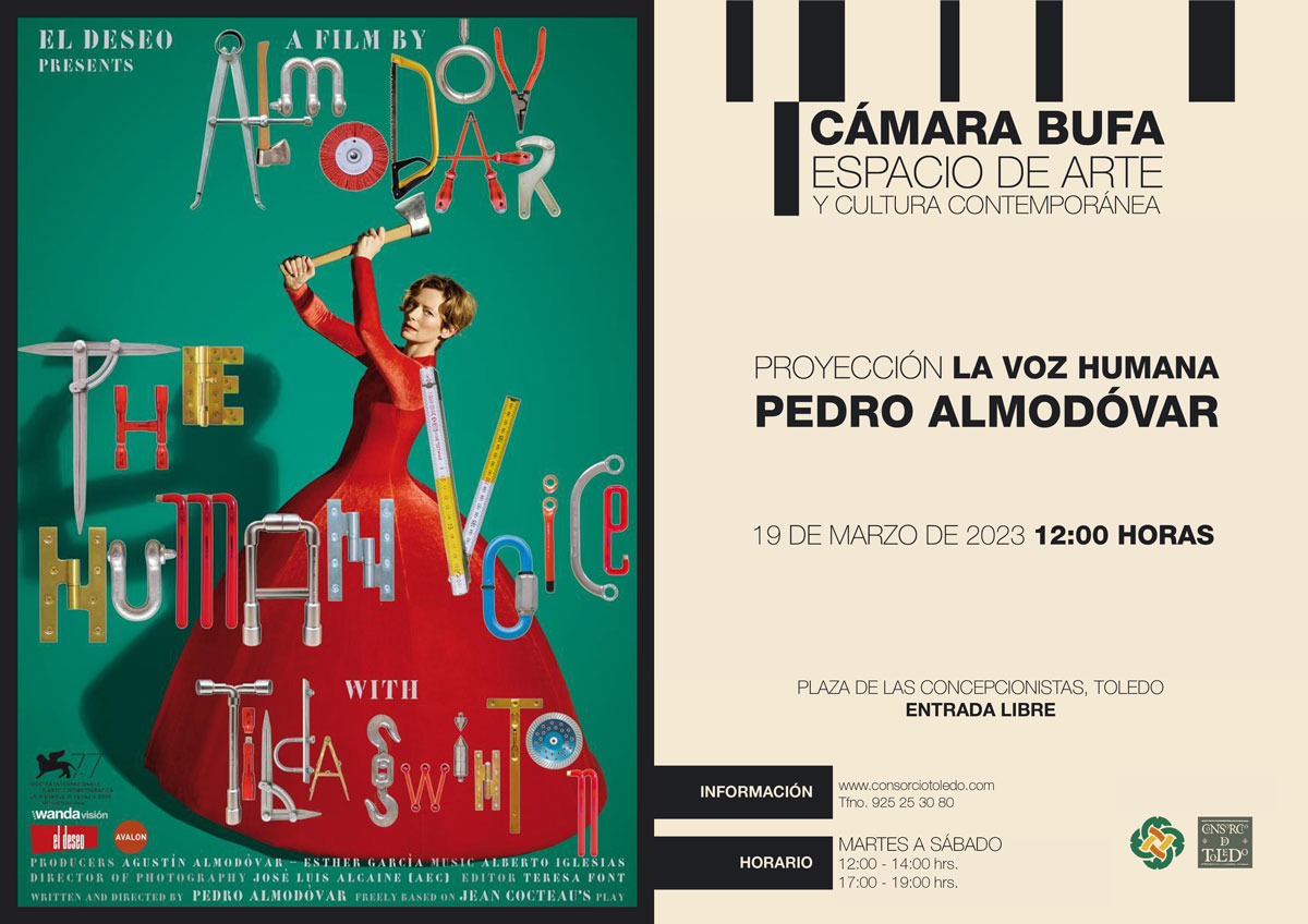 Cartel de proyección La Voz Humana de Pedro Almodovar