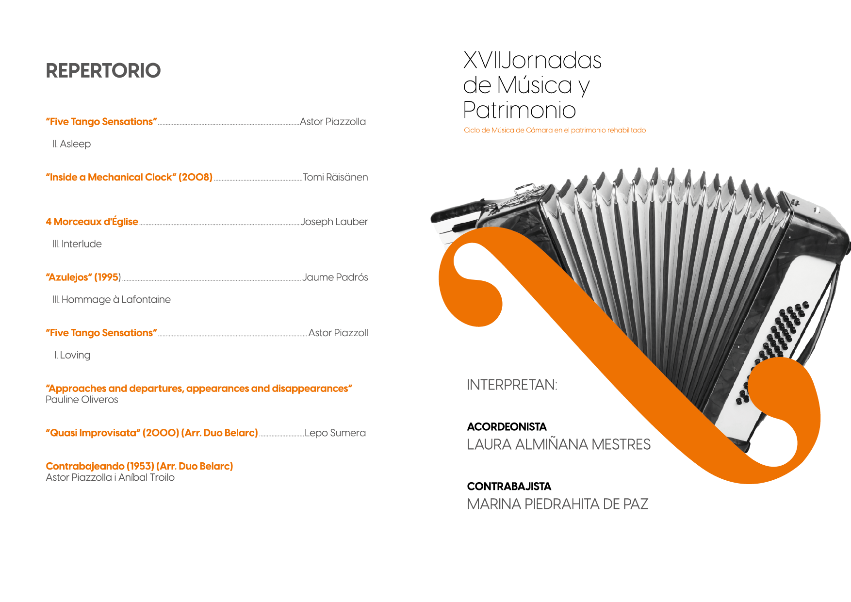 Repertorio del concierto